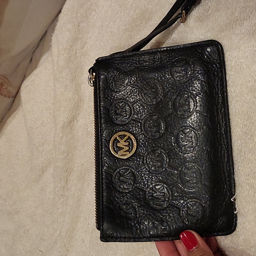 Vintage real leather MK wristlet